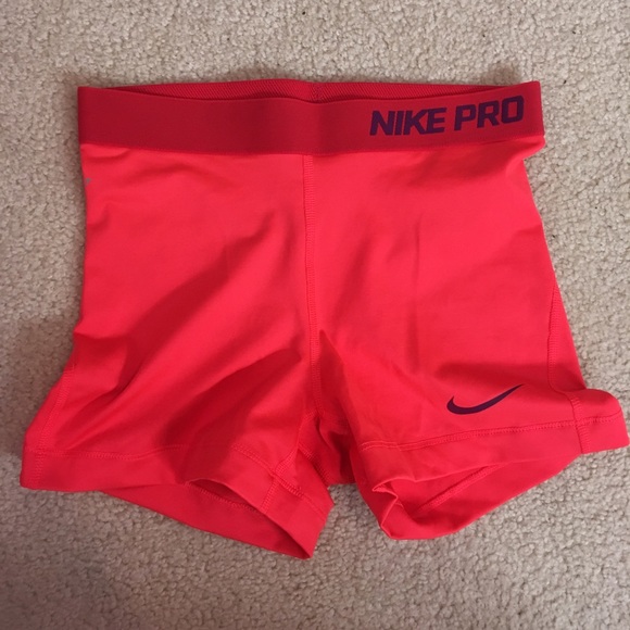 red nike pro shorts womens
